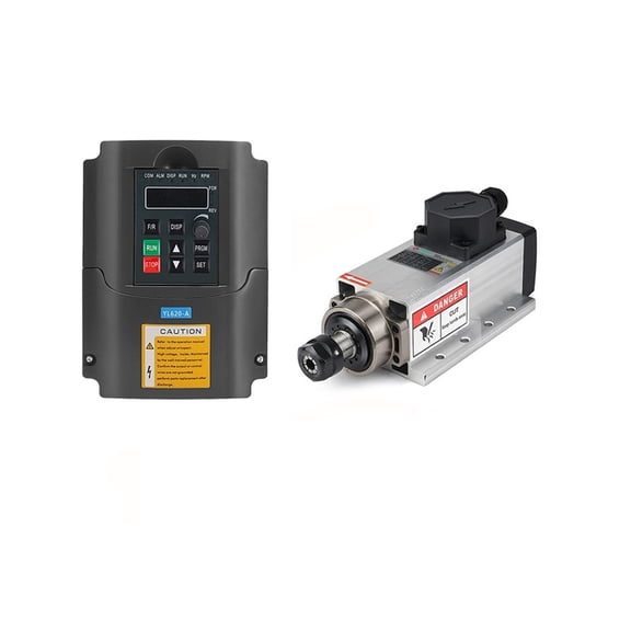 2.2kw Air-cooled Square Spindle Motor Kit 2200w Spindle + 2.2kw 220 VFD Inverter + 13PCS ER20 Collet For CNC Engraving Milling ,Quiet Operation