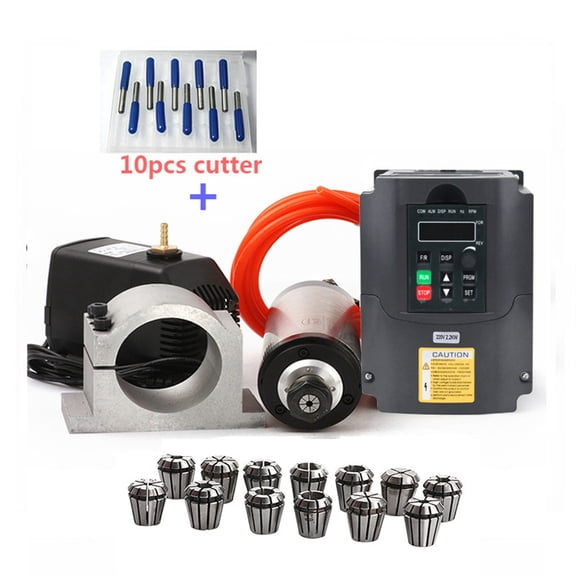 2.2kw Spindle Water Cooled Kit ER20 Milling Spindle Motor +2.2KW VFD+ 80 Clamp + Water Pump +13pcs ER20+1m Cable For CNC Router ,Anti-Rust