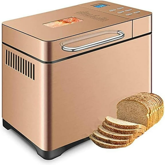 2.2lb Bread Maker Machine, Automatic Breadmaker with Gluten Free Sourdough Setting, Digital and Programmable, Appointment Time13-16 Hours, 2 Loaf Sizes and 3 Crust Colors for Breakfast, Picnic