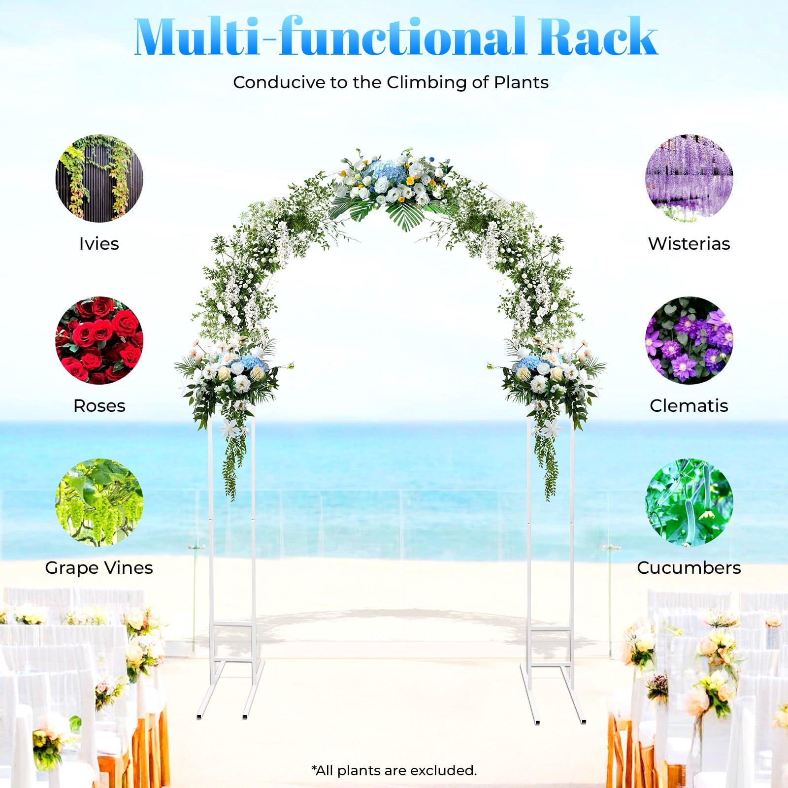 2.2m White Outdoor Arch Wedding Stand Party Balloon Shelf For Backdrop ...