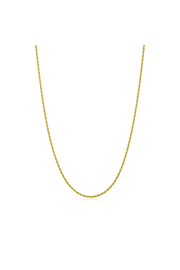 2.2mm 24k Yellow Gold Plated Stainless Steel Twisted Rope Chain Necklace, 24 inches + Gift Box
