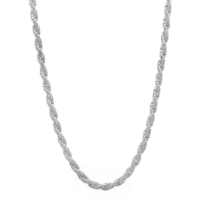Sterling Silver Diamond-Cut Twisted Rope Choker Chain
