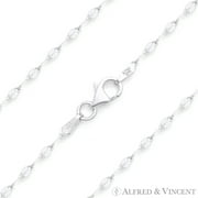 2.2mm Diamond-Cut Flat Coffee Link Chain Necklace in Plain .925 Sterling Silver