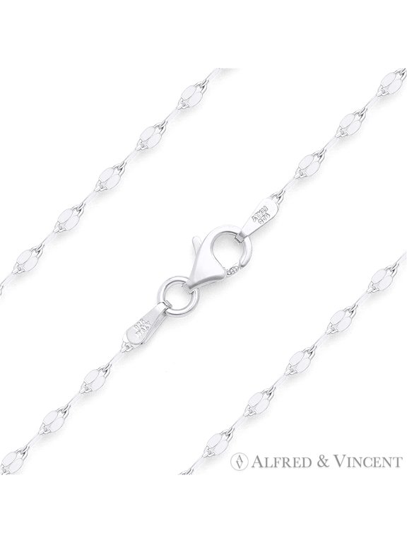 2.2mm Diamond-Cut Flat Coffee Link Chain Necklace in Plain .925 Sterling Silver