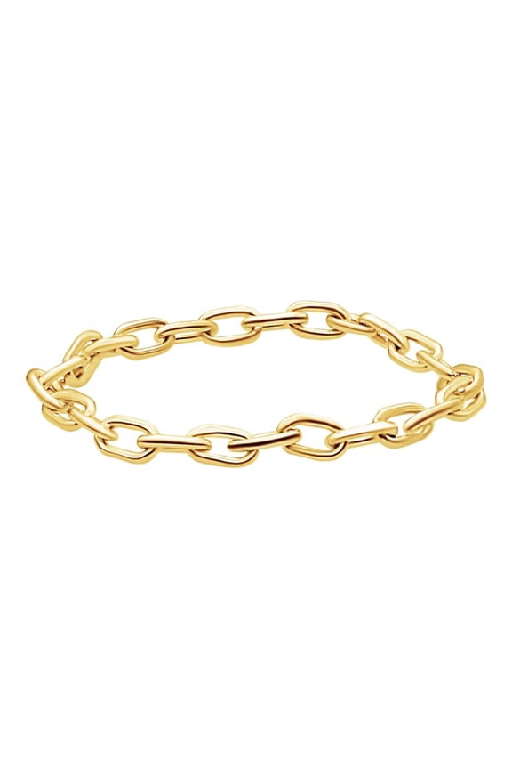 2.2mm ELONGATED CABLE CHAIN RING IN 14K YELLOW GOLD Size 5