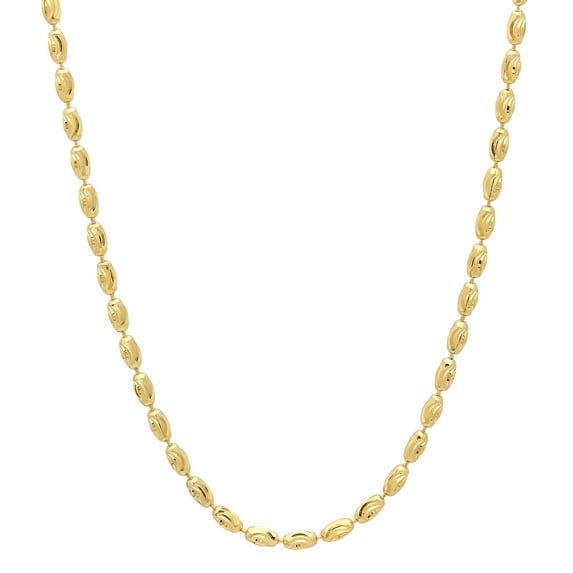 2.2mm Polished Gold Plated Silver Ball Military Bead Chain Necklace, 24 inches