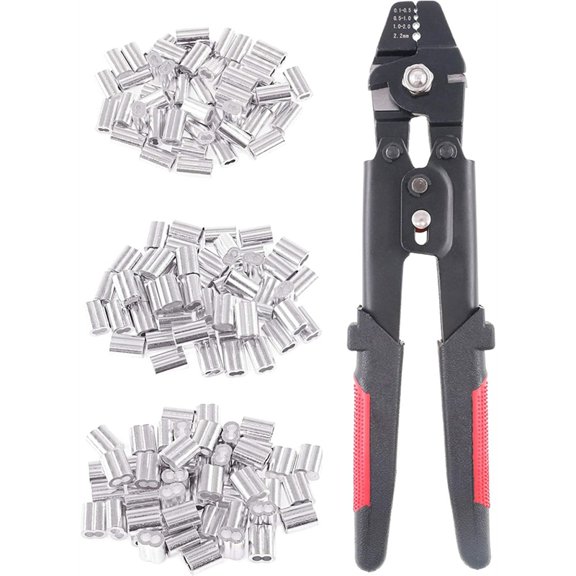 2.2mm Wire Rope Crimping Tool Wire Rope Swager Crimper Fishing Crimping Tool with 180Pc Ferrule Crimping Loop Sleeve Kit