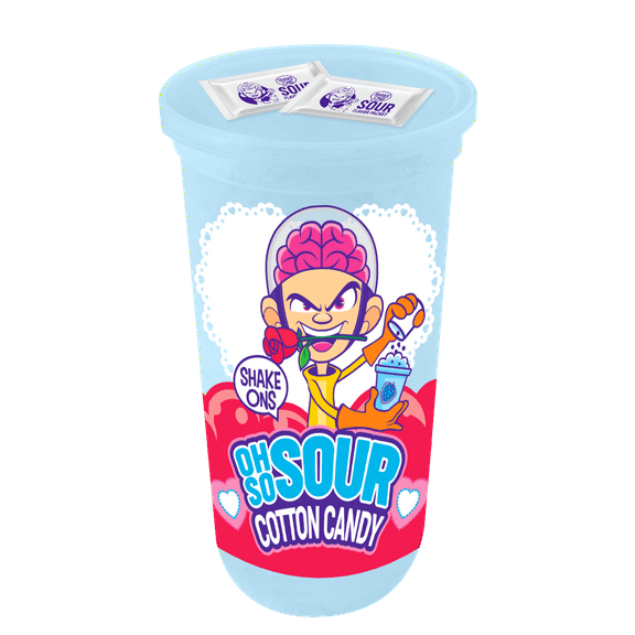 Fun Sweets Brand Sour Blue Raspberry Shake-Ons Cotton Candy -- Peanut Free, Gluten Free