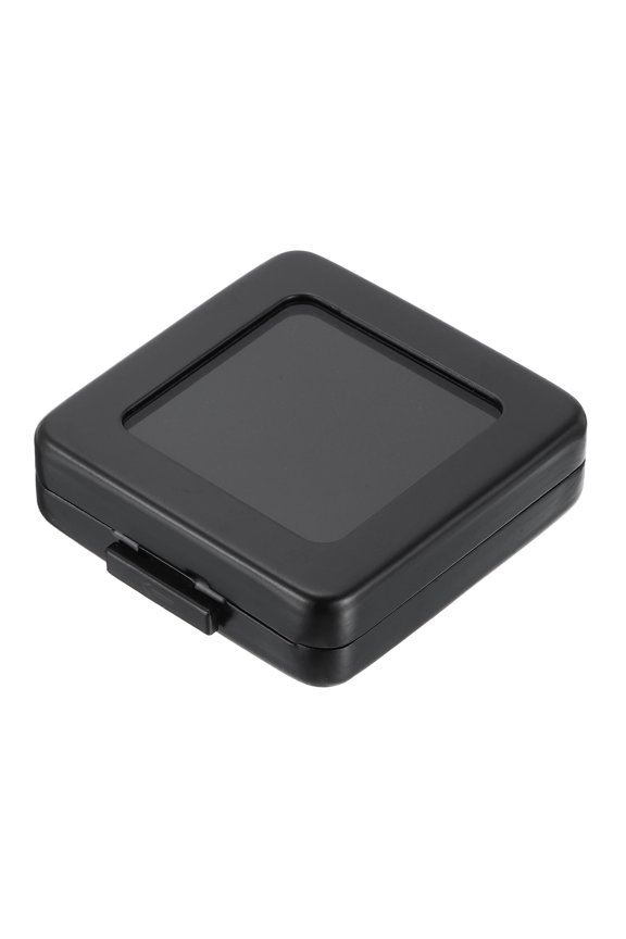 2.2x2.2x0.6 Inch Gemstone Display Box, Diamond Storage Boxes Jewelry Container with Clear Glass Top Lids and Sponge for Gems Diamonds Coin Pins Badges Bare Stone, Black
