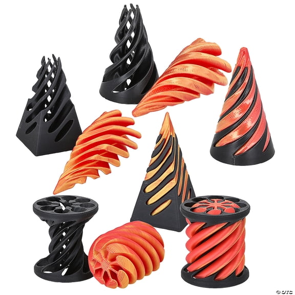 2" 3 1/4" 3D-Printed Spiral Plastic Fidget Toys Assortment - 36 Pieces