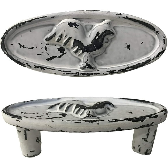 2 3.25" - Rooster - BB-121 - Pull Handle - For Gate, Garage, Closet, Cabinet, Dresser - Black White Finish