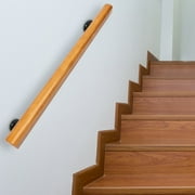 2/3/3.3/4FT Long Wood Handrail for Indoor Stairs, Non-Slip Safety Pine Round Corner Wall Hand Railing Staircase Handrail