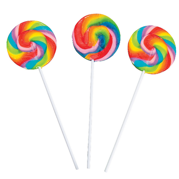 2 3/4" 1 lb. Large Rainbow Swirl Classic Sweet Cherry Lollipops - 12 Pc.