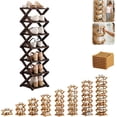 thumbnail image 1 of 2/3/4/5/6/7/8/9 Tier Bamboo Shoe Rack, no Installation Required, Foldable Shoe Rack, Multi-Layered Storage, Strong Load-Bearing Capacity, Space-Saving, for Indoor, Balcony, 1 of 7