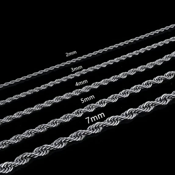 2/3/4/5/6/7mm 316L Stainless Steel Women Men Rope Chains Necklaces 18-32''