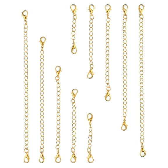 2/3/4/5/6 Inch Necklace Extender, 10 Pack Necklace Clasps Chain Extenders Extension for Necklaces, Golden