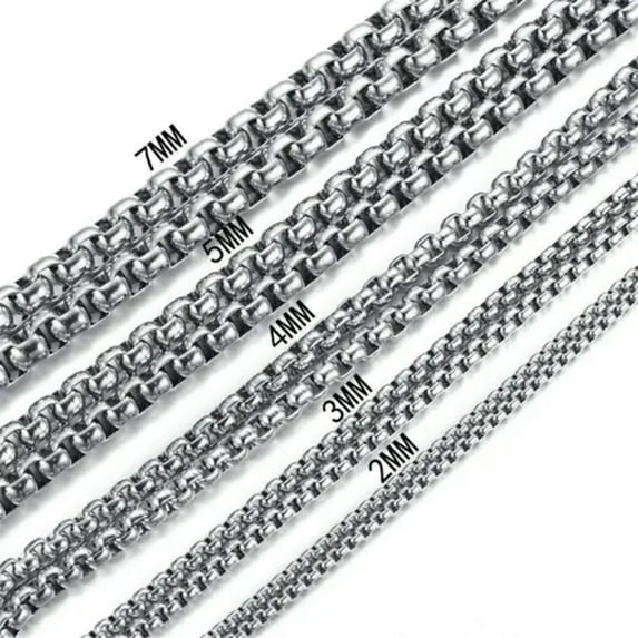 2/3/4/5/7mm Fashion 316L Stainless Steel Rolo Link Chain Necklace for Women Men