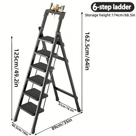 2/3/4/5 Step Ladder, Folding Step Stool with Wide Anti Slip Pedals, 500 Pound Sturdy Steel Ladder with Tool Rack for Easy Grip, Lightweight, Portable