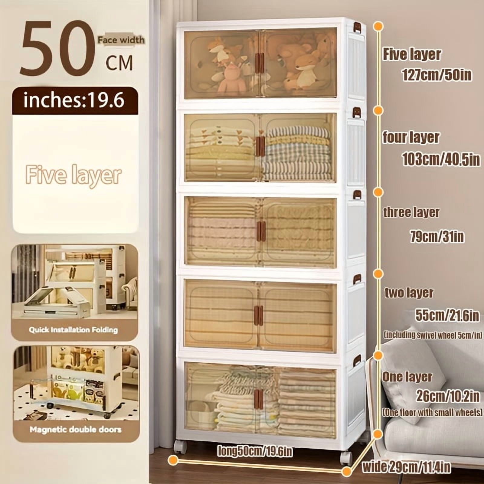2/3/4/5-Tier Heavy-Duty Plastic Foldable Storage Cabinet & Shoe Rack ...