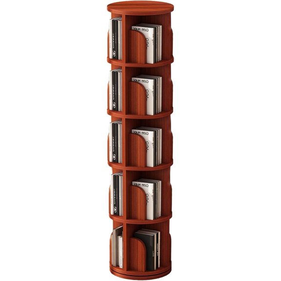 2/3/4/5 Tier Rotating Bookshelf Revolving Bookcase for Kids Adults Rotating Bookcase for Bedroom Living Room Study Room (Color : Teak, Size : 39 * 162cm)