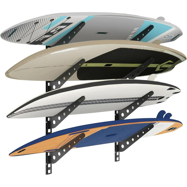 2/3/4/6 Board Horizontal Surfboard Rack, Adjustable Surfboard Wall