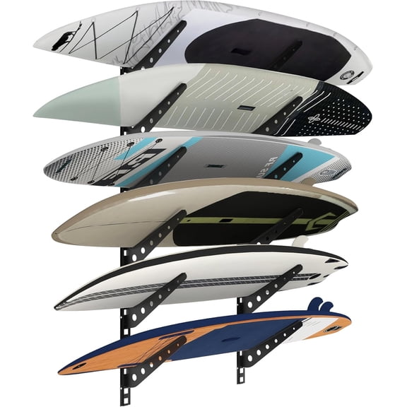 2/3/4/6 Board Horizontal Surfboard Rack, Adjustable Wall Mount Display, Rack Storage System at Home and Garage