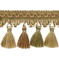 thumbnail image 1 of 2 3/4" (7cm) Imperial Collection Scroll Gimp and Scalloped Loop Tassel Fringe Trim # NT2502,, Prairie Beige #3853 (Light Beige, White Ivory, Light Orange) Sold By The Yard (36"/3 ft/0.9m), 1 of 1