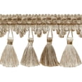 thumbnail image 1 of 2 3/4" (7cm) Imperial Collection Scroll Gimp and Scalloped Loop Tassel Fringe Trim # NT2502,, White Sands #4001 (White Ivory, Cream Ivory, Light Beige) 5 Yards (15 ft/4.5m), 1 of 1