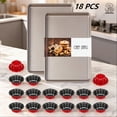thumbnail image 1 of 2/3/4/8/18PCS Non-Stick Baking Pan Set, Heavy-Duty Commercial 1/2 Size Cookie Sheet Trays, Oven & Dishwasher Safe Golden Baking Trays, 1 of 11