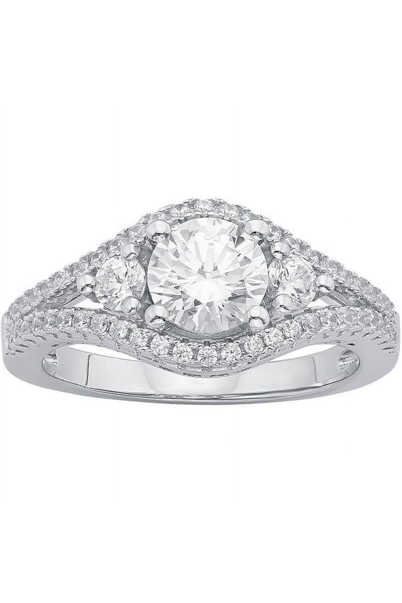 2 3/4 Carat T.G.W. Swarovski Crystal and CZ Sterling Silver Engagement Ring