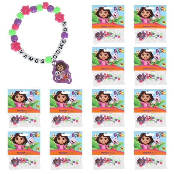 2 3/4" Dora the Explorer Beaded Bracelet Plastic Craft Kit - Makes 12