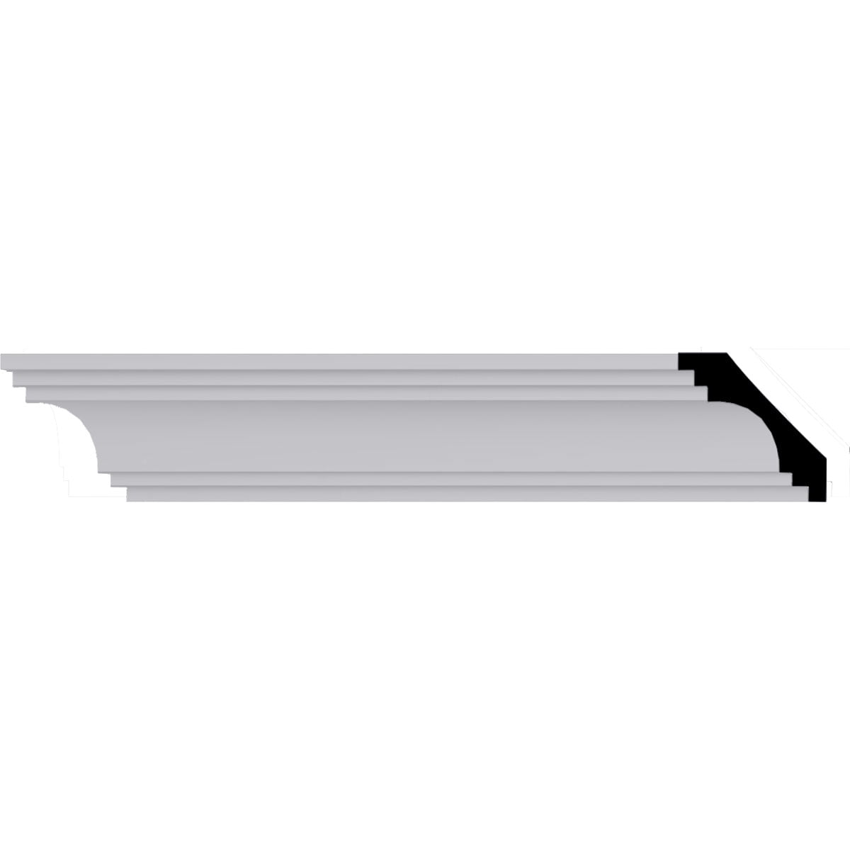 Ekena Millwork 3-7/8 in. x 3-7/8 in. x 94-1/2 in. Polyurethane Dublin Traditional Smooth Crown Moulding