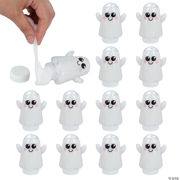 2 3/4" Halloween Ghost-Shaped Plastic Slime Containers - 12 Pieces