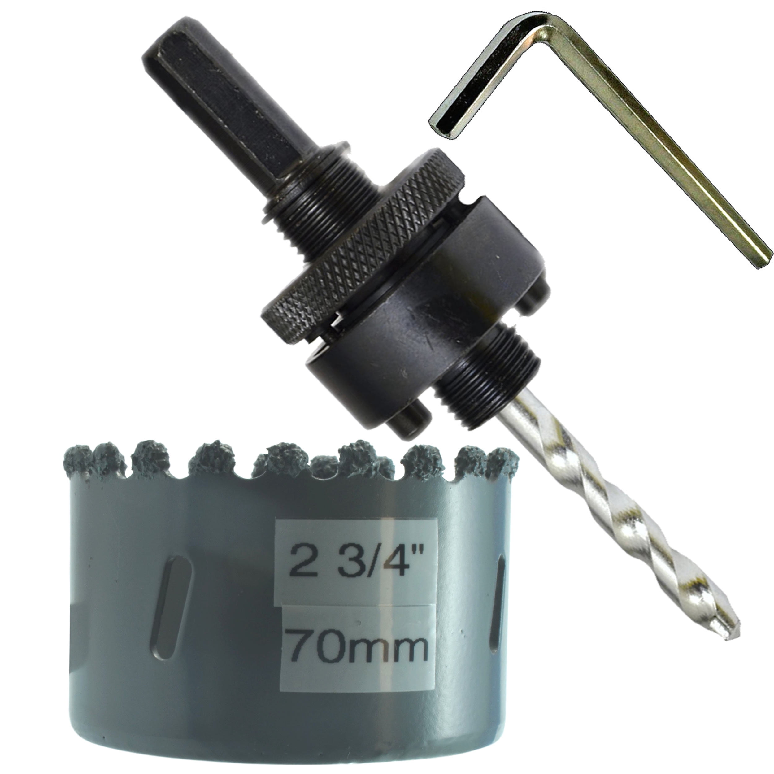 2 3/4 Inch Carbide Hole Saw Kit includes 70mm Tungsten Hole Saw 7/16 ...