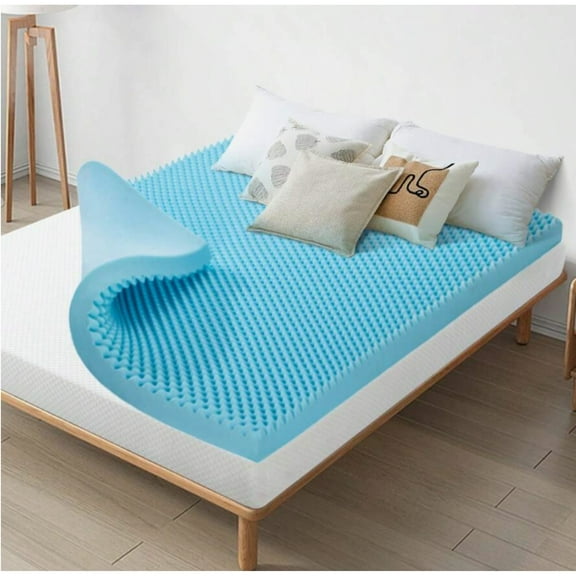 2/3/4 Inch Memory Foam Mattress Topper - Blue, Cooling Gel-Infused, Plush - Cooling & Pressure Relieving