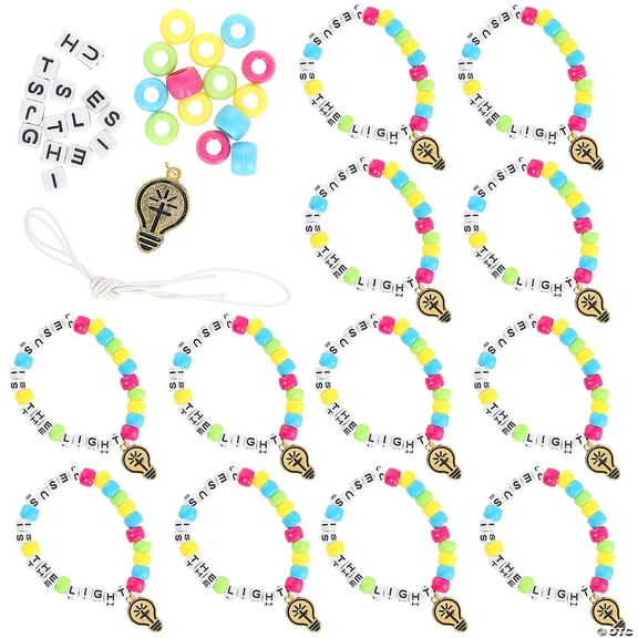 2 3/4" Jesus Is the Light VBS Beaded Bracelet Craft Kit - Makes 12