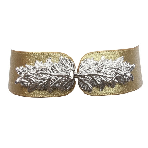 2 3/4" Leaf Hook buckle High Waist Glitter Stretch Belt
