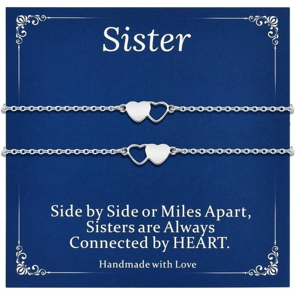 2/3/4 PCS Best Friend Sister Bracelet Heart Matching Friendship Distance Bracelets for Women BFF Bestie Daughter Niece Birthday Valentines Day Gifts