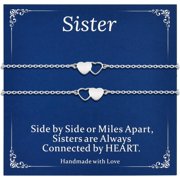 2/3/4 PCS Best Friend Sister Bracelet Heart Matching Friendship Distance Bracelets for Women BFF Bestie Daughter Niece Birthday Valentines Day Gifts