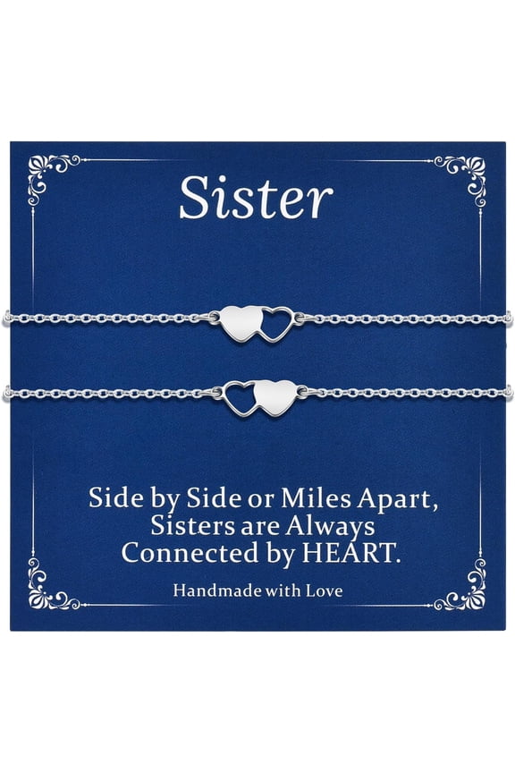 2/3/4 PCS Best Friend Sister Bracelet Heart Matching Friendship Distance Bracelets for Women BFF Bestie Daughter Niece Birthday Valentines Day Gifts
