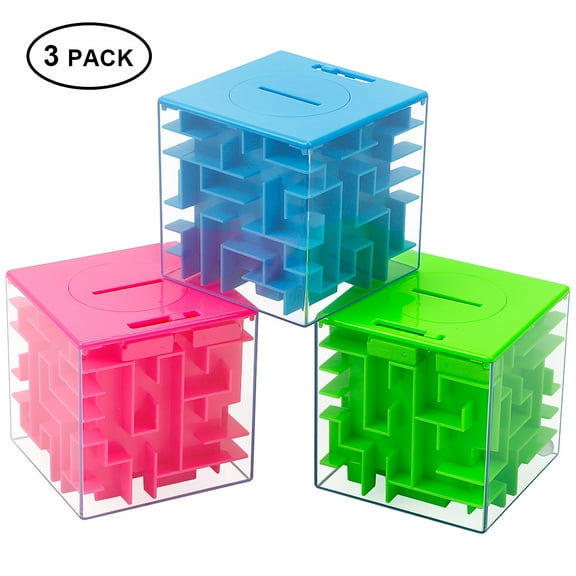 2/3/4 Pcs Square Inverted Bead Maze Piggy Bank, Money Maze Puzzle Box, Piggy Bank Gift Set, Fun Maze Puzzle Games for Kids and Adults