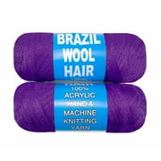 2/3/4 Roll Natural Black Brazilian Wool Hair Yarn for Jumbo Braids Braiding Hair for Soft Faux Locs Goddess Locs Hair Extension Senegalese Twist Crochet Hair for Black WomenNatural Black,6Roll