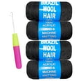 thumbnail image 1 of 2/3/4 Roll Natural Black Brazilian Wool Hair Yarn for Jumbo Braids Braiding Hair for Soft Faux Locs Goddess Locs Hair Extension Senegalese Twist Crochet Hair for Black Women(Natural Black,6Roll), 1 of 6