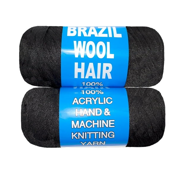 2/3/4 Roll Natural Black Brazilian Wool Hair Yarn for Jumbo Braids Braiding Hair for Soft Faux Locs Goddess Locs Hair Extension Senegalese Twist Crochet Hair for Black Women(Natural Black,6Roll)
