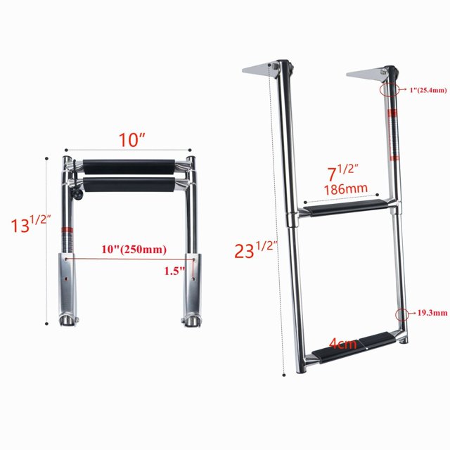 2/3/4 Step Boat Ladder Stainless Steel Heavy Duty Sliding Ladder