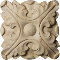 2 3/4"W x 2 3/4"H x 1/2"P Acanthus Square Rosette, Alder