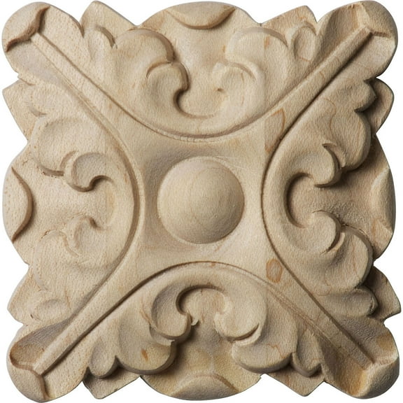 2 3/4"W x 2 3/4"H x 1/2"P Acanthus Square Rosette, Alder
