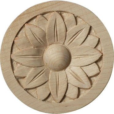 2 3/4"W x 2 3/4"H x 1/4"P Bedford Round Rosette, Alder
