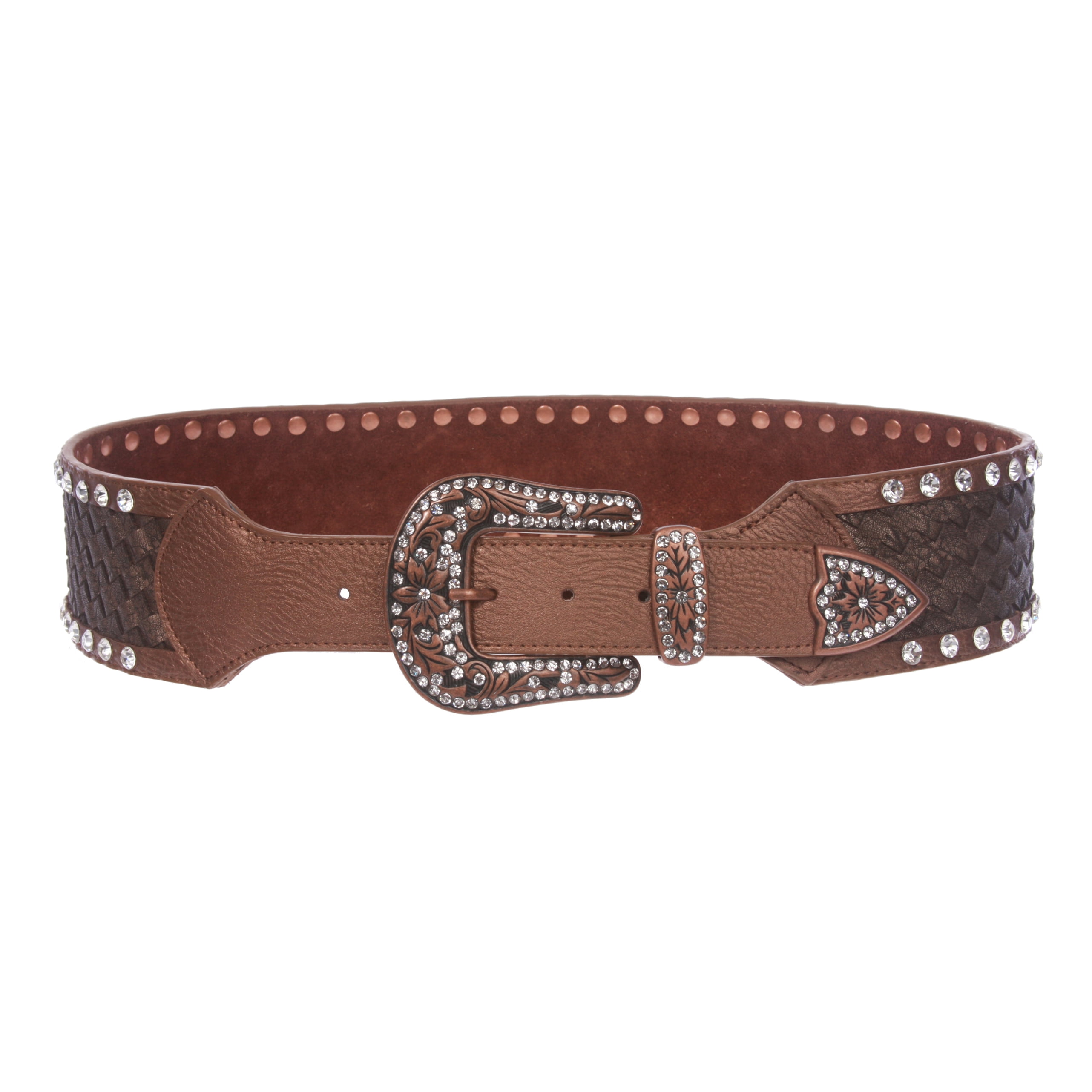 Wide Brown Western Belt Rhinestone Studded Boho M/L western cowgirl Brown Rhinestone Western Belt - Etsy main image 4