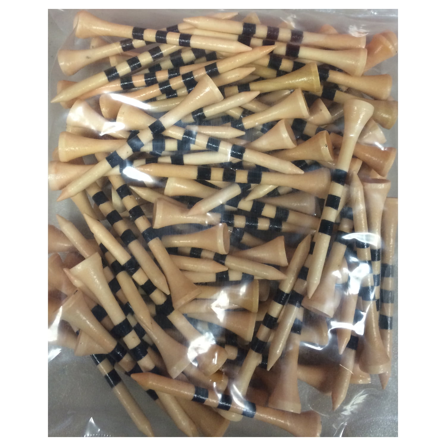 2 3/4" Wooden Golf Tees with Height Indication Stripes - Pack of 300